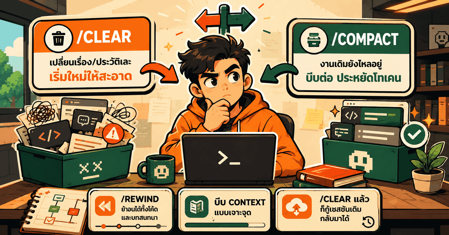 handoff เสร็จแล้วต่อยังไง — /clear หรือ /compact? (ตัดวงจร Context Rot)